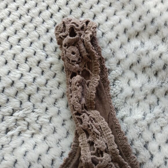 Vintage Temperance Women's Lace Crochet Lined Taupe Tank Top Size S - Picture 11 of 11